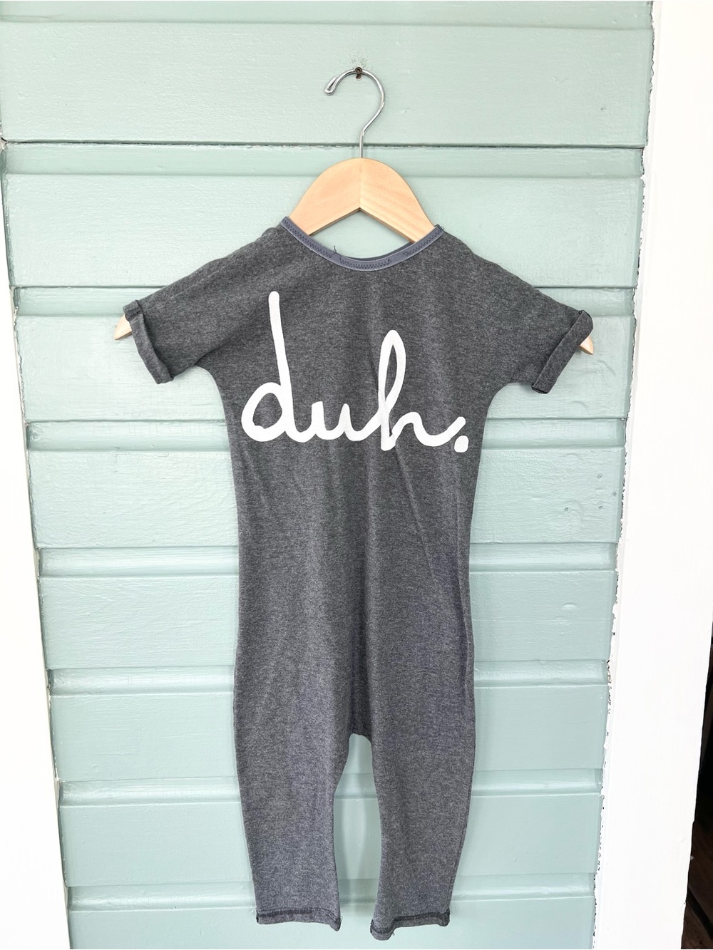 Rags kids unisex one piece jumpsuit size 3T 4T fall grey white duh graphic